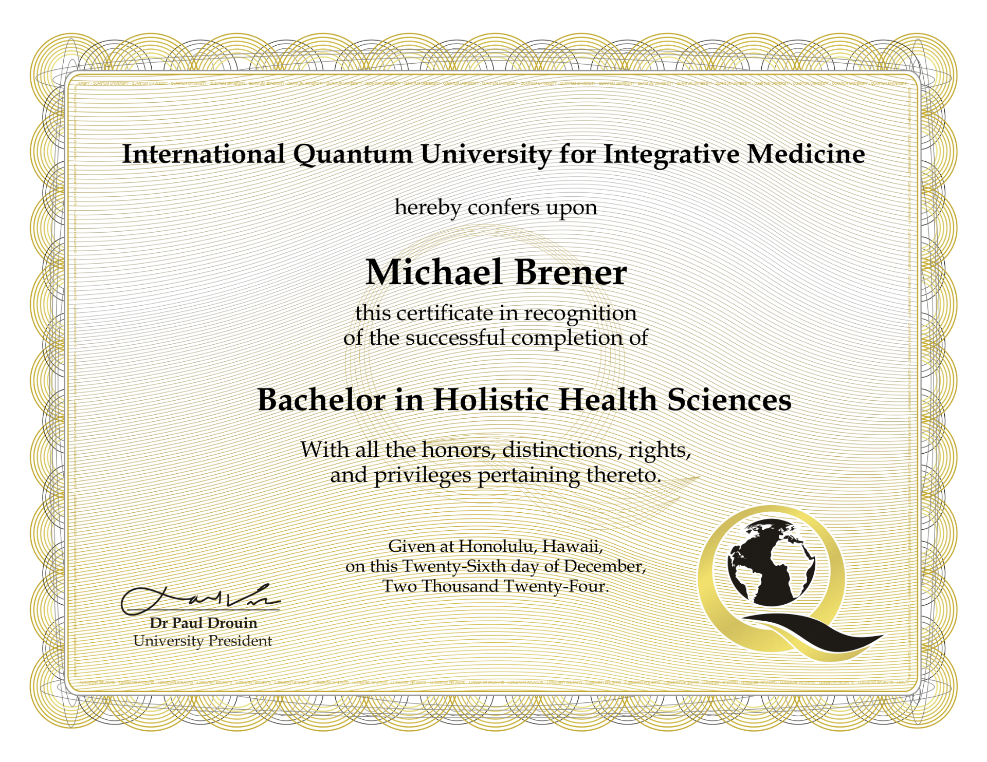 Bachelor in Holistic Health Sciences — Quantum University