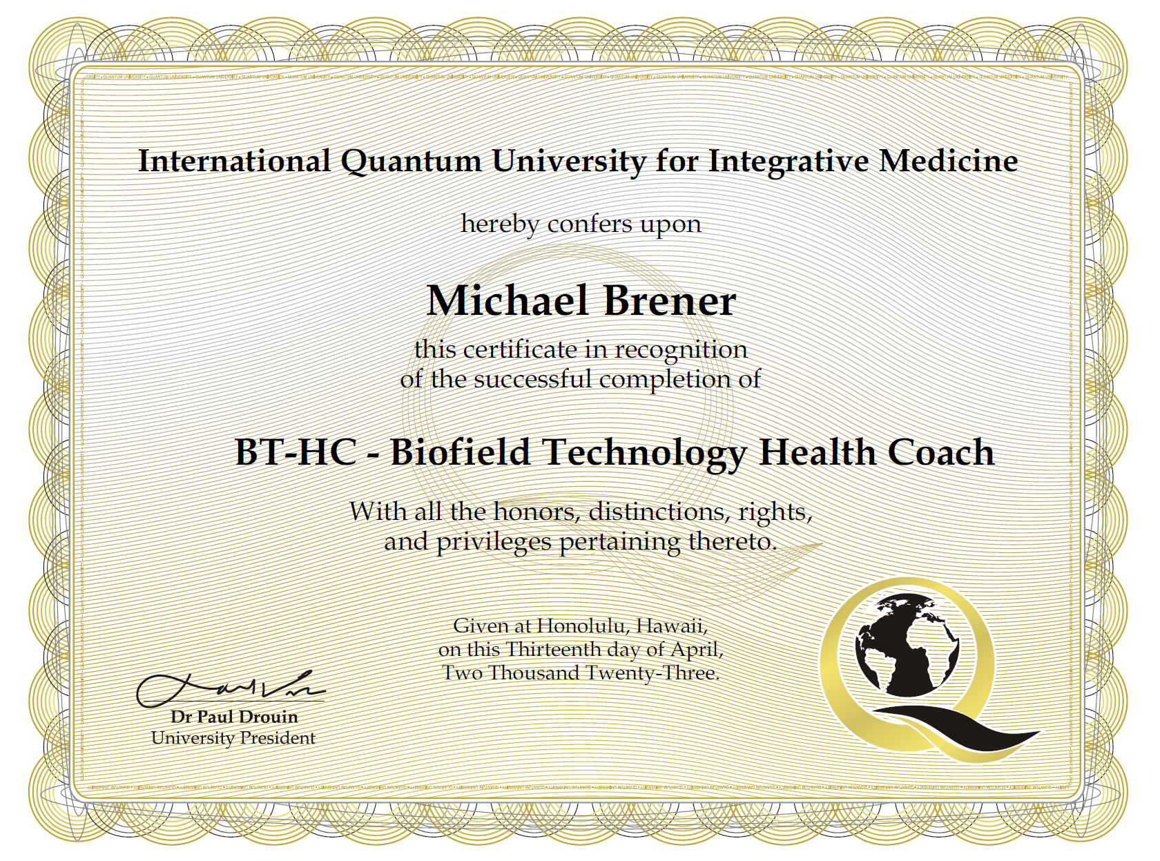 Biofield Technology Health Coach — Quantum University